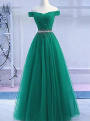 Sequins Burgundy Long Off The Shoulder Prom Dress