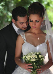 Lace Appliques Tulle Sweetheart Beading A-line Wedding Dress