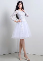 Knee Length Wedding Dresses With Lace Appliques