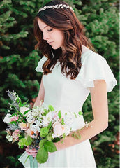 Silk-like Chiffon Asymmetrical Beadings Wedding Dress