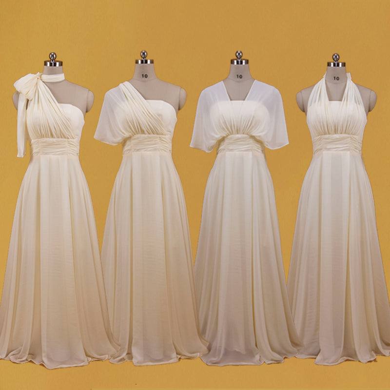 [Final Sale] Light Champagne Convertible Chiffon Bridesmaid Dress CHRIS - RongMoon