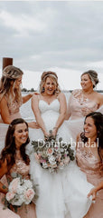 Charming Asymmetric Tulle With Appliques Long Bridesmaid Dresses.DB10652