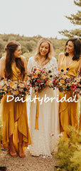 Simple V-neck High-low Charming Sleeveless Evening Dresses Bridesmaid Dresses.DB10720