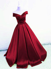 Sexy V Neck Off The Shoulder Satin Ball Gown Prom Dress Beaded Sashes