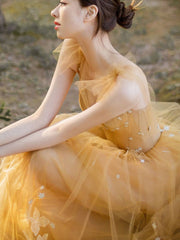 Elegant sweetheart neck tulle lace long prom dress, lace evening dress - RongMoon