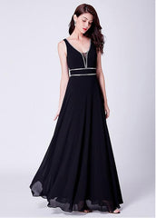 Composite Silk Chiffon V-neck Rhinestones Prom Dress