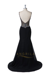 Sweetheart Mermaid Black Beading Evening Dresses