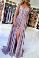 Purple Chiffon Appliques Backless Open Back Prom Dress