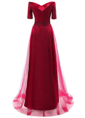 Tulle Off-the-shoulder Evening Dresses With Pleats