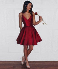 Simple v neck short prom dress, cute homecoming dress - RongMoon