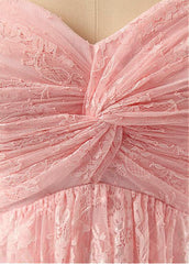 Graceful Lace Sweetheart Pink Bridesmaid Dresses