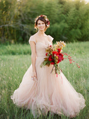 Gogerous Sweetheart Tulle A-line Wonderful Wedding Dresses Evening Dresses.DB10620