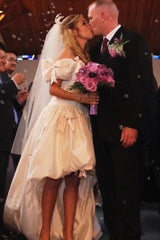 High-low Satin Princess Wedding Dress with Pick-ups
