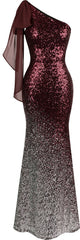 Asymmetric Sequin Mermaid Prom Dress
