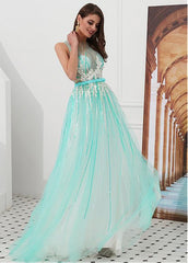 Tulle Jewel Pink A-line Prom Dresses With Beadings