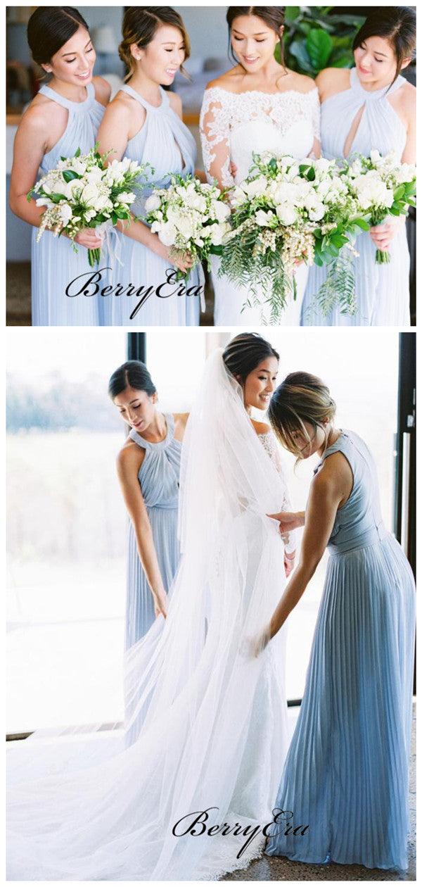 Light Blue Fashion Design Chiffon A-line Bridesmaid Dresses - RongMoon