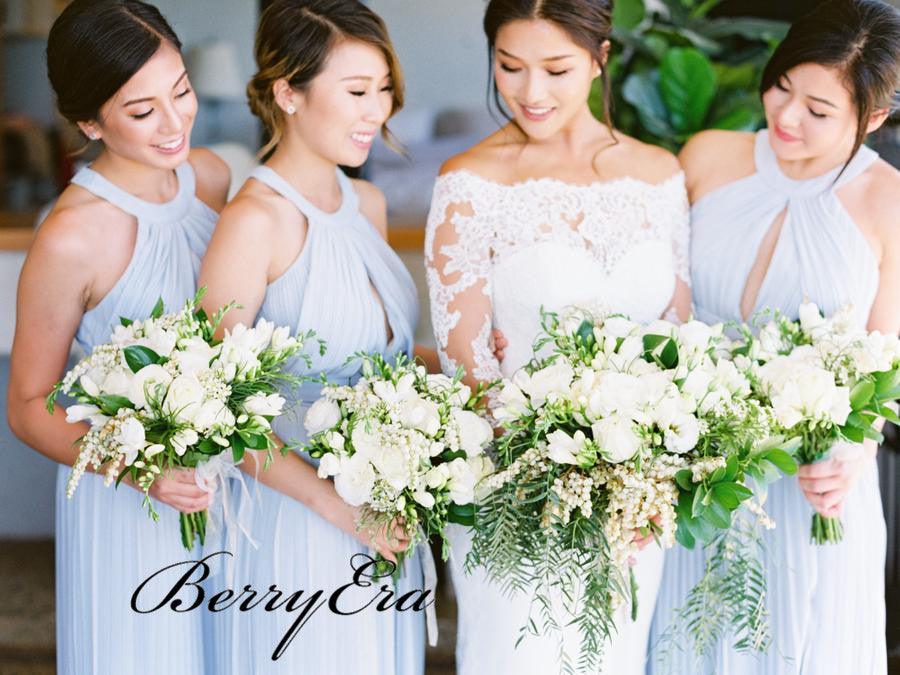 Light Blue Fashion Design Chiffon A-line Bridesmaid Dresses - RongMoon