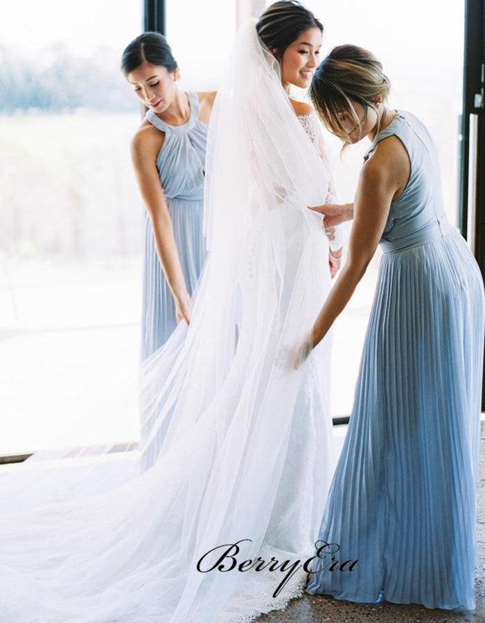 Light Blue Fashion Design Chiffon A-line Bridesmaid Dresses - RongMoon