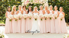 New Simple Pink Bridesmaid Dresses, A-line Chiffon Bridesmaid Dresses - RongMoon