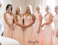 New Simple Pink Bridesmaid Dresses, A-line Chiffon Bridesmaid Dresses - RongMoon