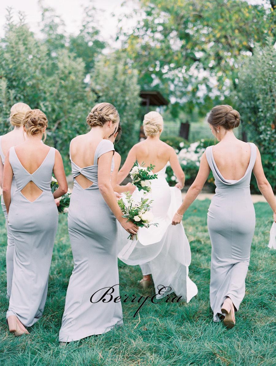 Mismatched Grey Mermaid Bridesmaid Dresses, Unique Popular Bridesmaid Dresses - RongMoon