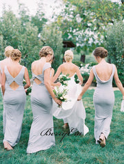 Mismatched Grey Mermaid Bridesmaid Dresses, Unique Popular Bridesmaid Dresses - RongMoon