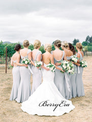 Mismatched Grey Mermaid Bridesmaid Dresses, Unique Popular Bridesmaid Dresses - RongMoon