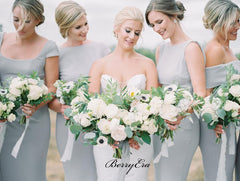 Mismatched Grey Mermaid Bridesmaid Dresses, Unique Popular Bridesmaid Dresses - RongMoon