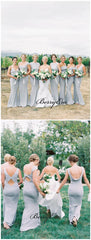 Mismatched Grey Mermaid Bridesmaid Dresses, Unique Popular Bridesmaid Dresses - RongMoon