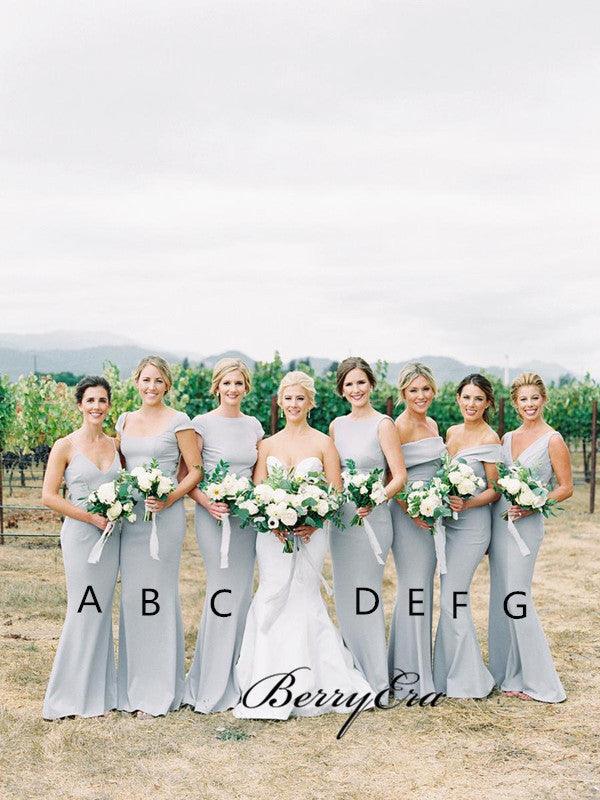 Mismatched Grey Mermaid Bridesmaid Dresses, Unique Popular Bridesmaid Dresses - RongMoon