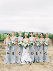 Mismatched Grey Mermaid Bridesmaid Dresses, Unique Popular Bridesmaid Dresses - RongMoon