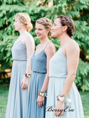 Spaghetti Straps Elegant Bridesmaid Dresses, Chiffon Simple Bridesmaid Dresses - RongMoon