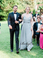 Spaghetti Straps Elegant Bridesmaid Dresses, Chiffon Simple Bridesmaid Dresses - RongMoon