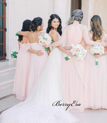 Pink Color Mismatched Bridesmaid Dresses, Chiffon Wedding Guest Dresses - RongMoon