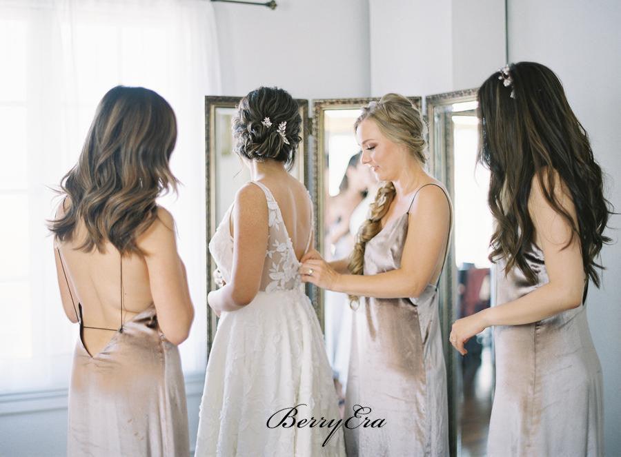 Sexy Straps Bridesmaid Dresses, Simple Cheap Bridesmaid Dresses - RongMoon