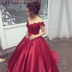 Elegant V Neck Lace Off Shoulder Ball Gowns Satin Dress For Wedding