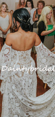 Charming Off-shoulder Sweetheart Simple Lace Vintage Wedding Dresses, DB10736