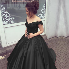 Elegant V Neck Lace Off Shoulder Ball Gowns Satin Dress For Wedding