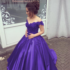 Elegant V Neck Lace Off Shoulder Ball Gowns Satin Dress For Wedding