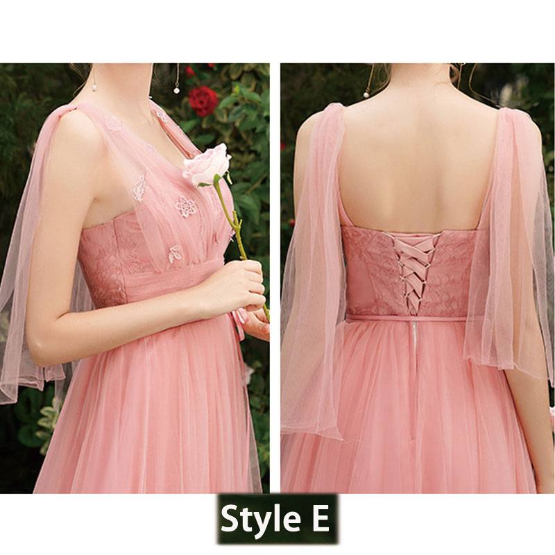 Dusty Rose Lace A-line Long Style Bridesmaid Dresses - RongMoon