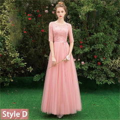 Dusty Rose Lace A-line Long Style Bridesmaid Dresses - RongMoon
