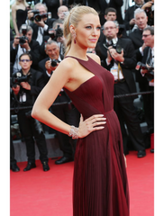 Blake Lively Burgundy Celebrity Prom Dress Cannes Film Festival 2014 Red Carpet