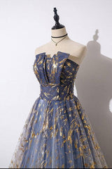 Unique tulle lace long prom dress tulle formal dress - RongMoon