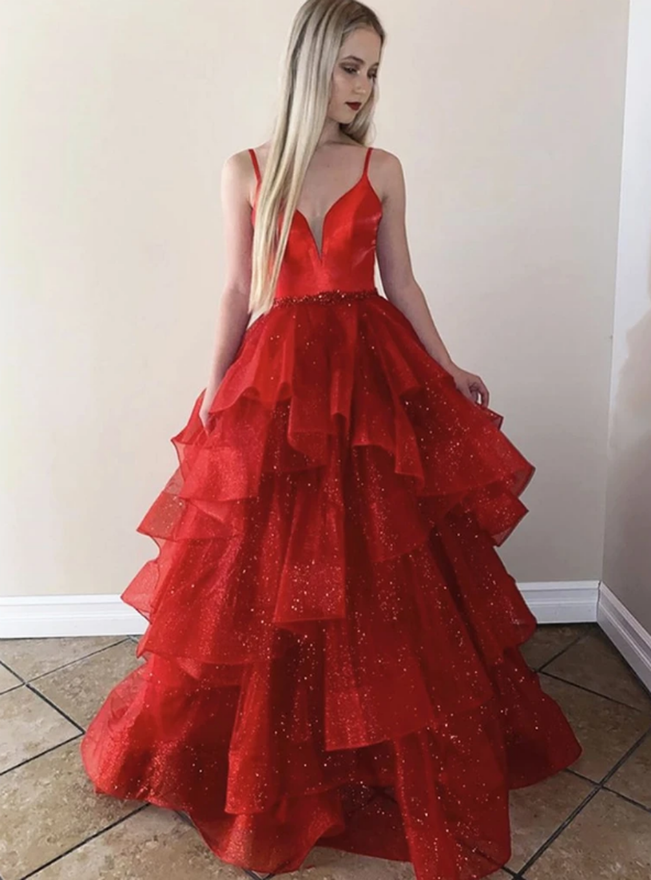 Tulle Sequins Beading Spagehtti Straps Burgundy Prom Dress