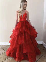 Tulle Sequins Beading Spagehtti Straps Burgundy Prom Dress