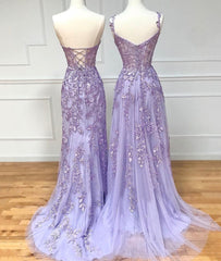 PURPLE LACE LONG PROM DRESS      cg24969