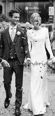Mermid Vintage Open Back Simple Evening Party Long Wedding Dresses, DB10697