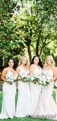 Sexy V-neck Mermaid Satin Long Bridesmaid Dresses.DB10335