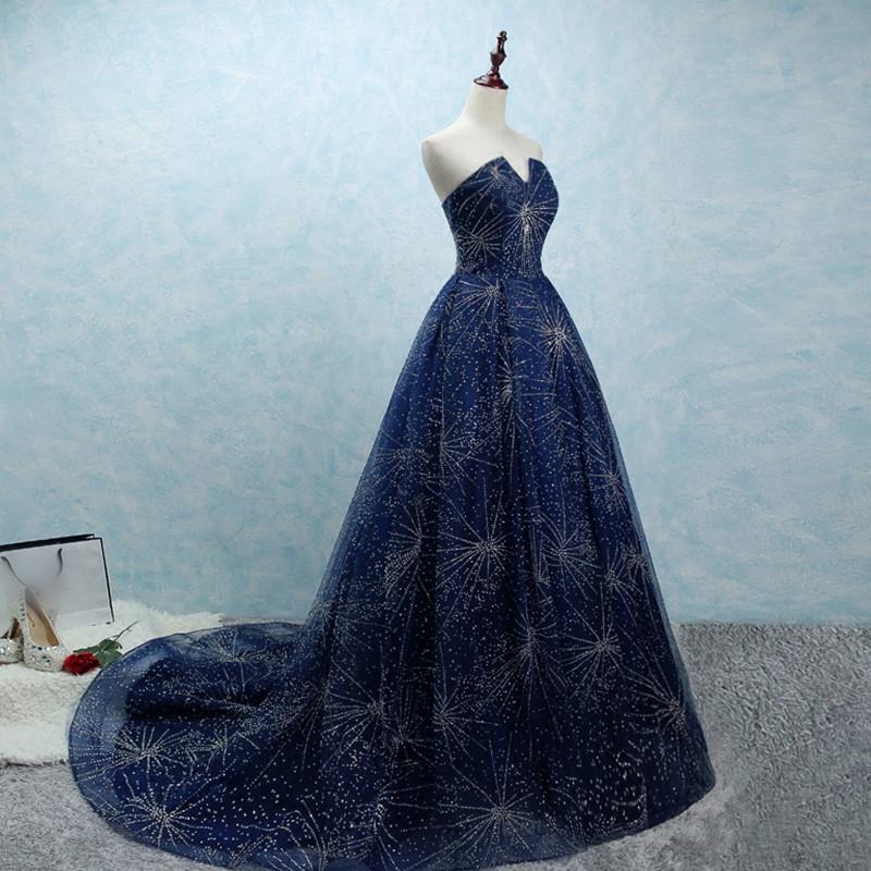 strapless long tulle ball gowns evening dresses with sequins