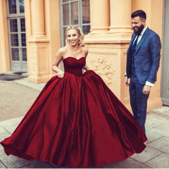 Sweetheart Bodice Corset Satin Prom Ball Gown Dresses